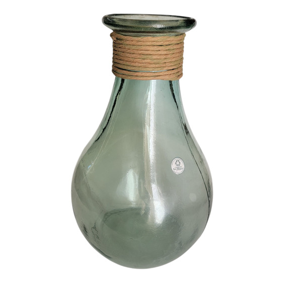 Large Glass Vase Made in Spain Hand Blown Rustic Green Jute Vidrios San Miguel - Picture 3 of 8